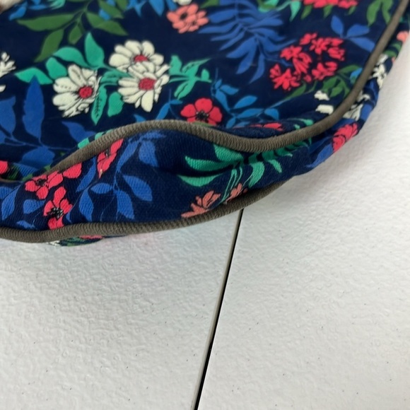 Myra Bag Canvas Floral Print Leather Accents Blue Bag Western - Picture 8 of 13